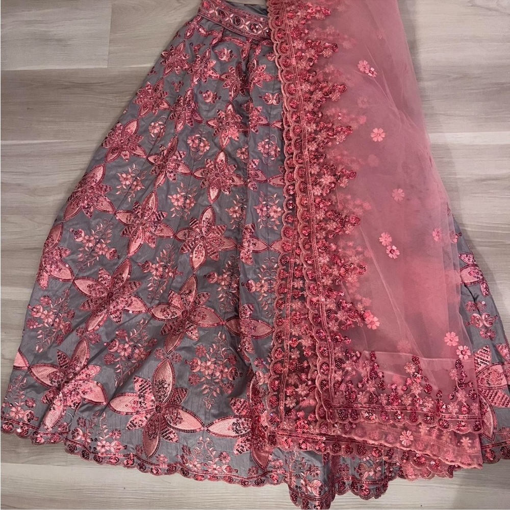 Beautiful pink and grey Indian Lehenga set